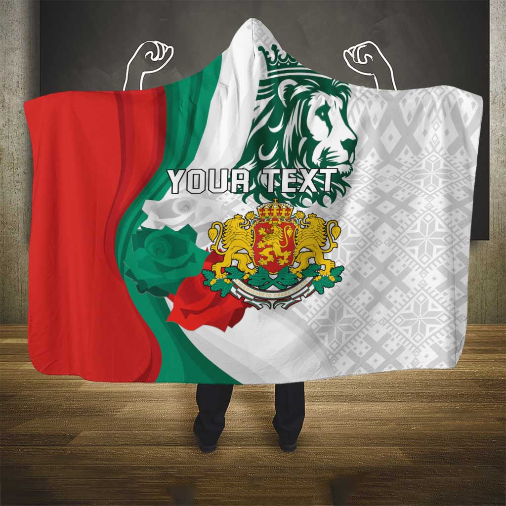 Personalized Bulgaria Independence Day Hooded Blanket Suedinenieto Pravi Silata Folk Pattern