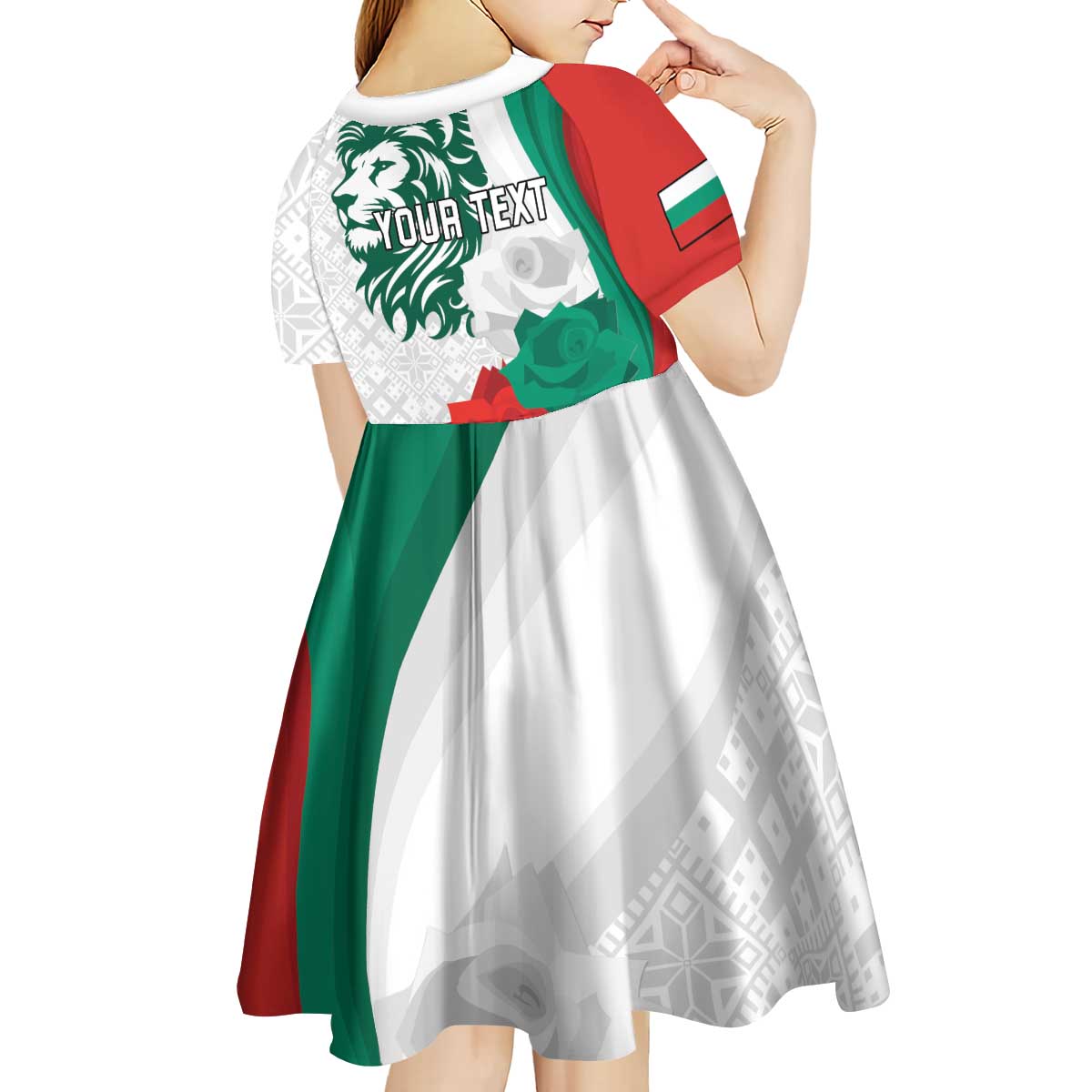 Personalized Bulgaria Independence Day Kid Short Sleeve Dress Suedinenieto Pravi Silata Folk Pattern