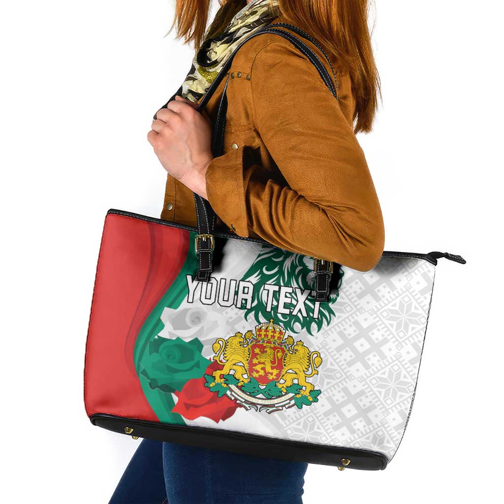 Personalized Bulgaria Independence Day Leather Tote Bag Suedinenieto Pravi Silata Folk Pattern