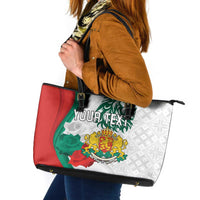 Personalized Bulgaria Independence Day Leather Tote Bag Suedinenieto Pravi Silata Folk Pattern