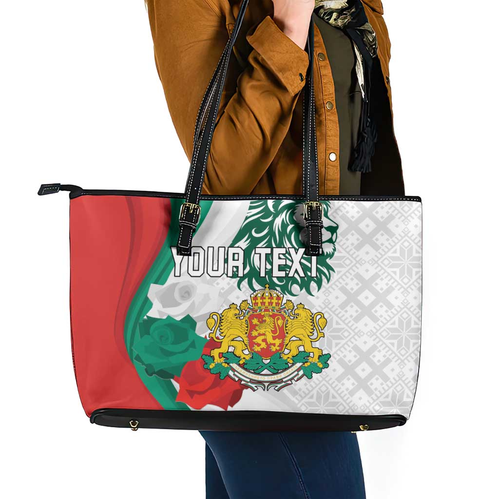 Personalized Bulgaria Independence Day Leather Tote Bag Suedinenieto Pravi Silata Folk Pattern