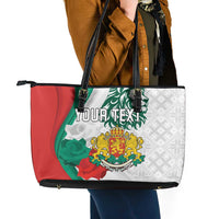 Personalized Bulgaria Independence Day Leather Tote Bag Suedinenieto Pravi Silata Folk Pattern