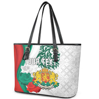 Personalized Bulgaria Independence Day Leather Tote Bag Suedinenieto Pravi Silata Folk Pattern