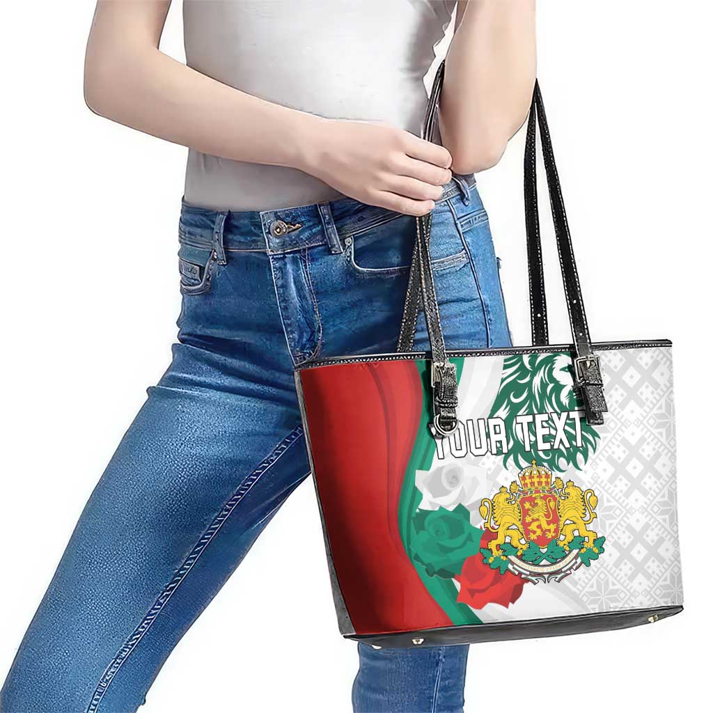 Personalized Bulgaria Independence Day Leather Tote Bag Suedinenieto Pravi Silata Folk Pattern