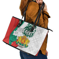 Personalized Bulgaria Independence Day Leather Tote Bag Suedinenieto Pravi Silata Folk Pattern