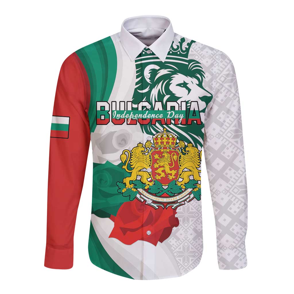Personalized Bulgaria Independence Day Long Sleeve Button Shirt Suedinenieto Pravi Silata Folk Pattern