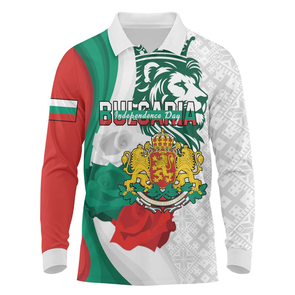 Personalized Bulgaria Independence Day Long Sleeve Polo Shirt Suedinenieto Pravi Silata Folk Pattern
