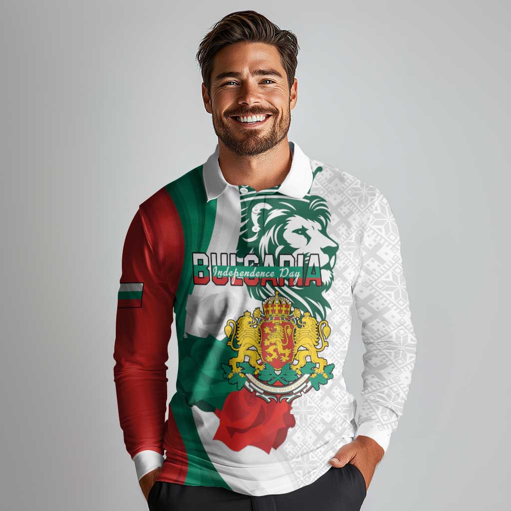 Personalized Bulgaria Independence Day Long Sleeve Polo Shirt Suedinenieto Pravi Silata Folk Pattern