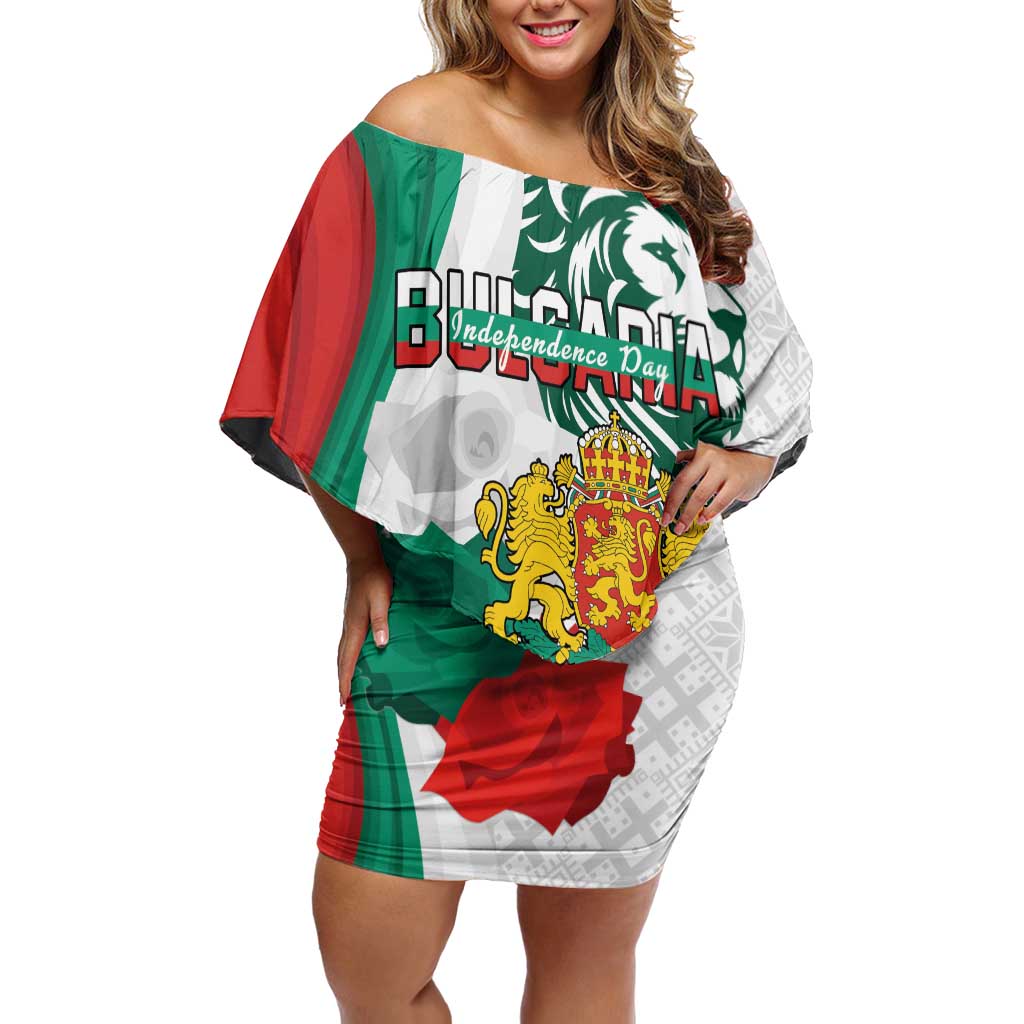 Personalized Bulgaria Independence Day Off Shoulder Short Dress Suedinenieto Pravi Silata Folk Pattern