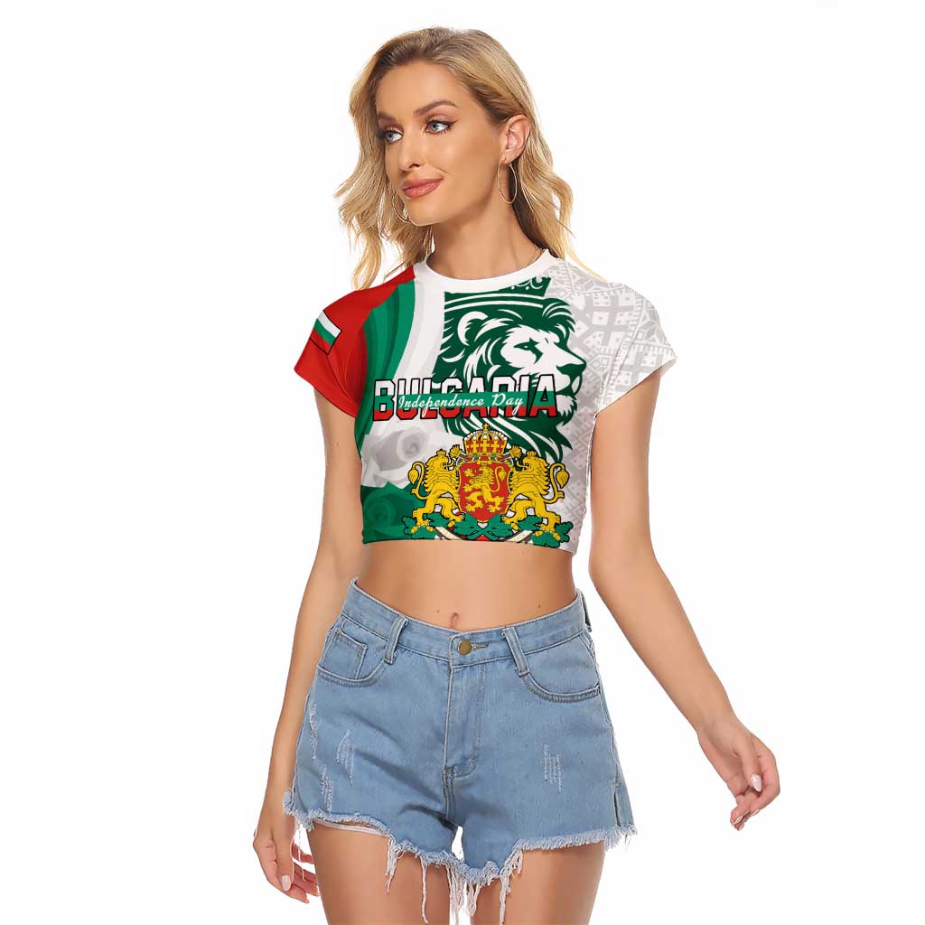 Personalized Bulgaria Independence Day Raglan Cropped T Shirt Suedinenieto Pravi Silata Folk Pattern