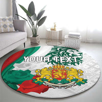Personalized Bulgaria Independence Day Round Carpet Suedinenieto Pravi Silata Folk Pattern