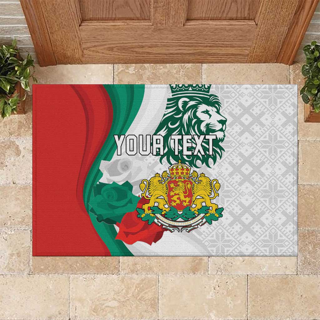 Personalized Bulgaria Independence Day Rubber Doormat Suedinenieto Pravi Silata Folk Pattern