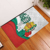 Personalized Bulgaria Independence Day Rubber Doormat Suedinenieto Pravi Silata Folk Pattern