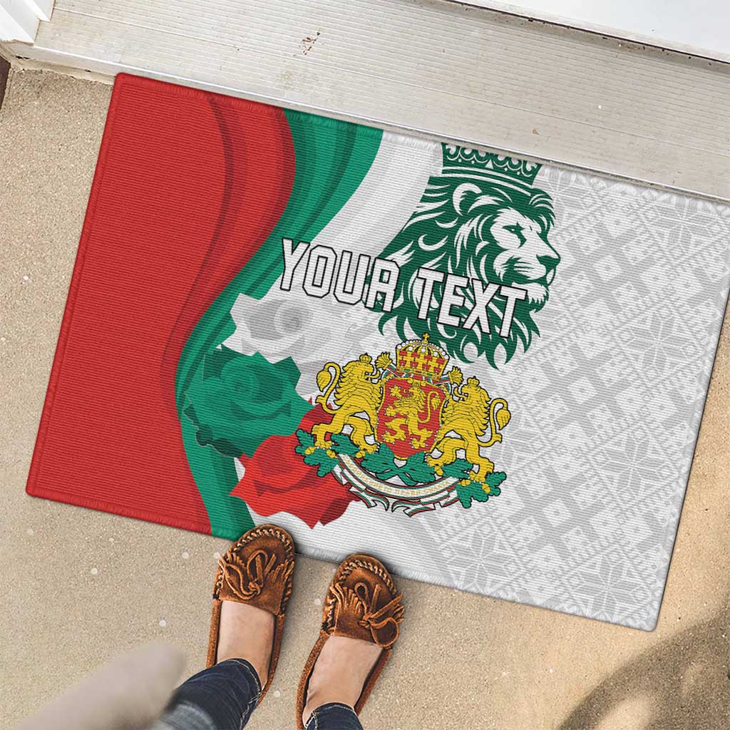 Personalized Bulgaria Independence Day Rubber Doormat Suedinenieto Pravi Silata Folk Pattern