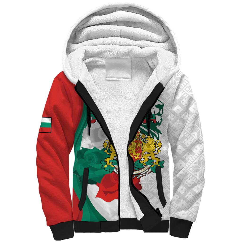 Personalized Bulgaria Independence Day Sherpa Hoodie Suedinenieto Pravi Silata Folk Pattern