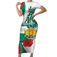 Personalized Bulgaria Independence Day Short Sleeve Bodycon Dress Suedinenieto Pravi Silata Folk Pattern