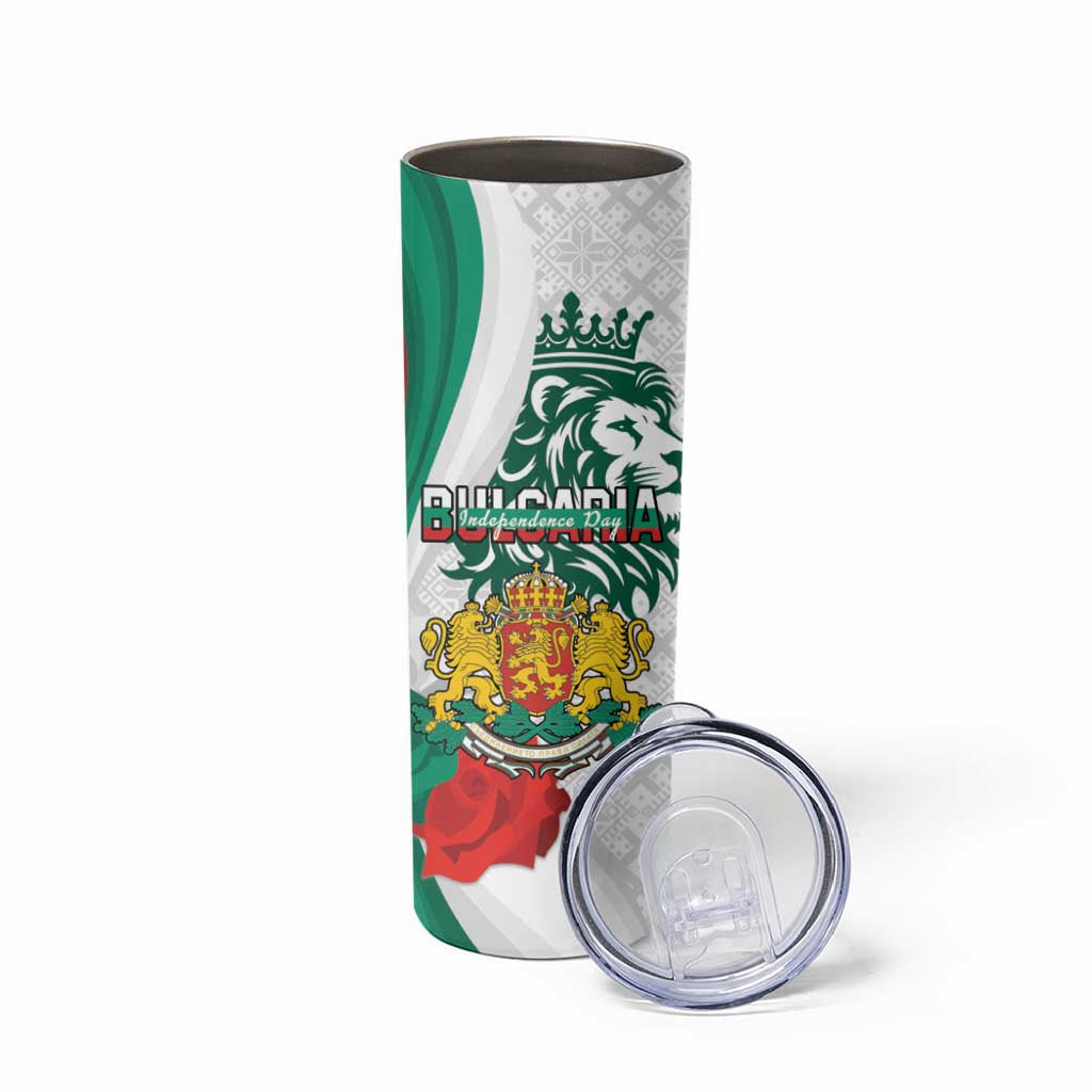 Personalized Bulgaria Independence Day Skinny Tumbler Suedinenieto Pravi Silata Folk Pattern