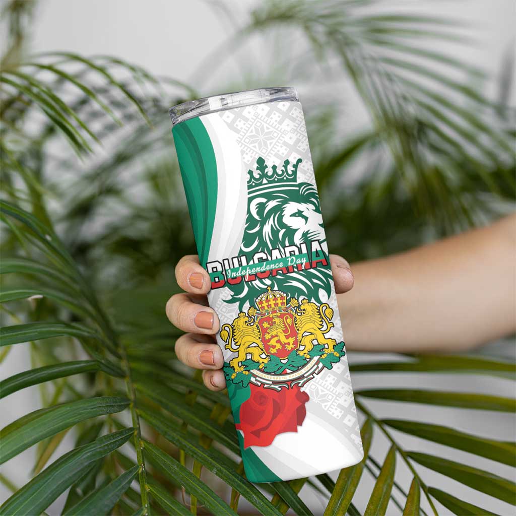 Personalized Bulgaria Independence Day Skinny Tumbler Suedinenieto Pravi Silata Folk Pattern