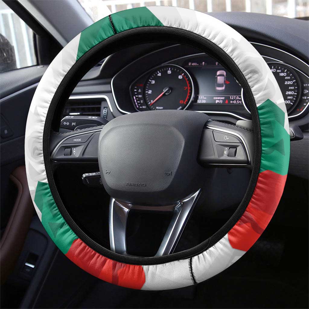 Bulgaria Independence Day Steering Wheel Cover Suedinenieto Pravi Silata Folk Pattern
