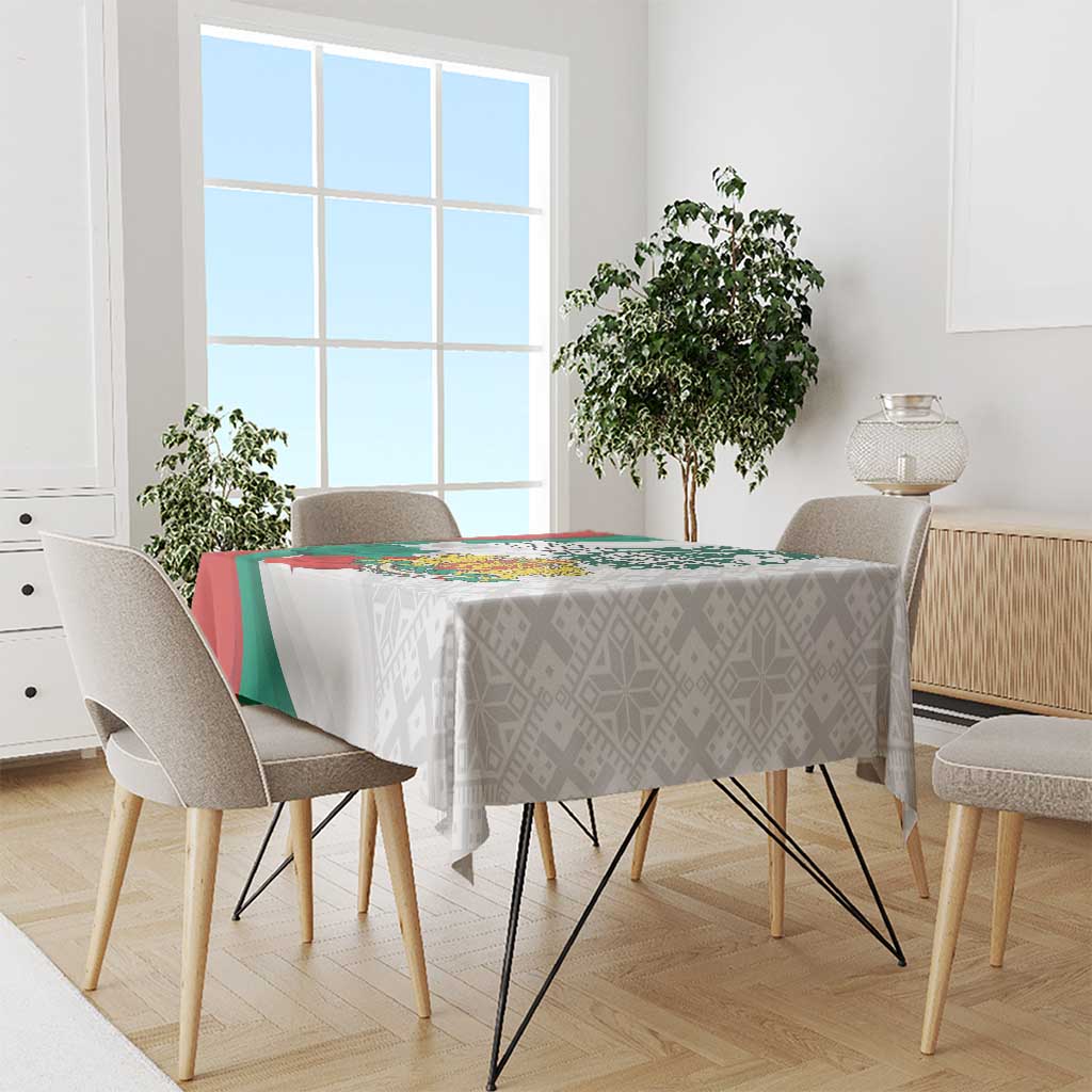 Personalized Bulgaria Independence Day Tablecloth Suedinenieto Pravi Silata Folk Pattern