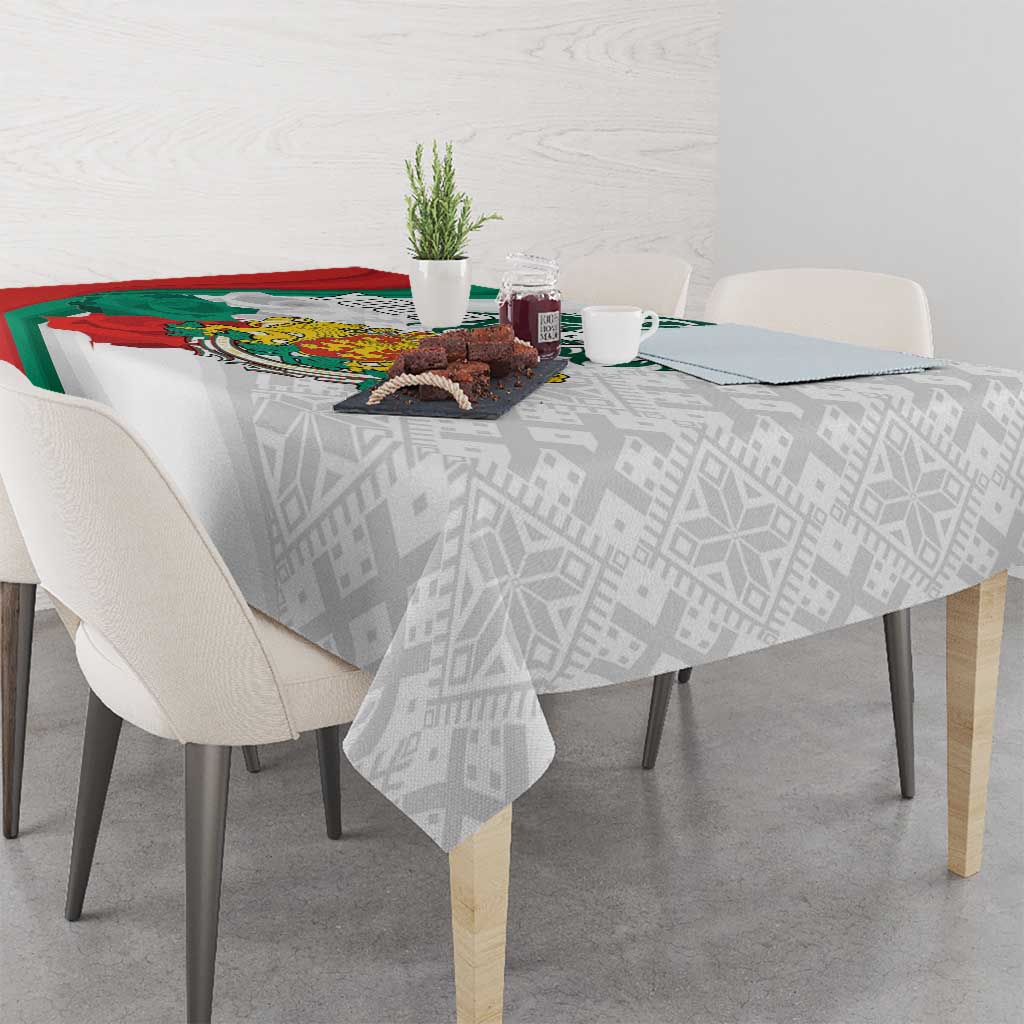 Personalized Bulgaria Independence Day Tablecloth Suedinenieto Pravi Silata Folk Pattern