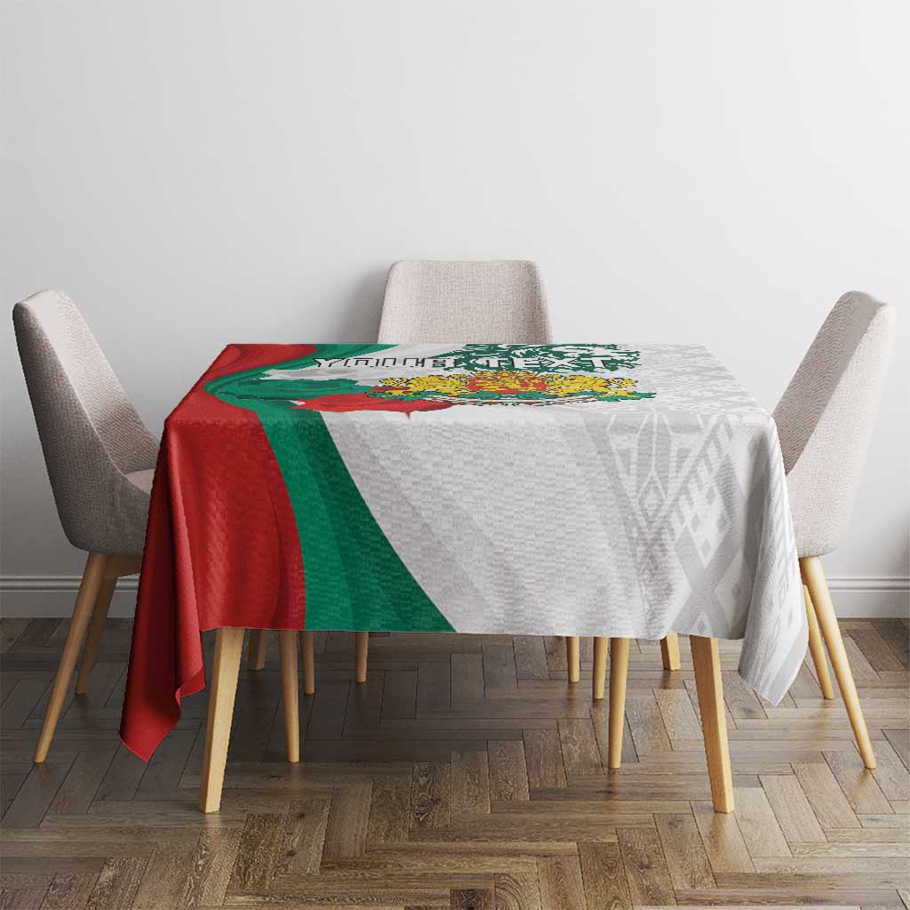 Personalized Bulgaria Independence Day Tablecloth Suedinenieto Pravi Silata Folk Pattern