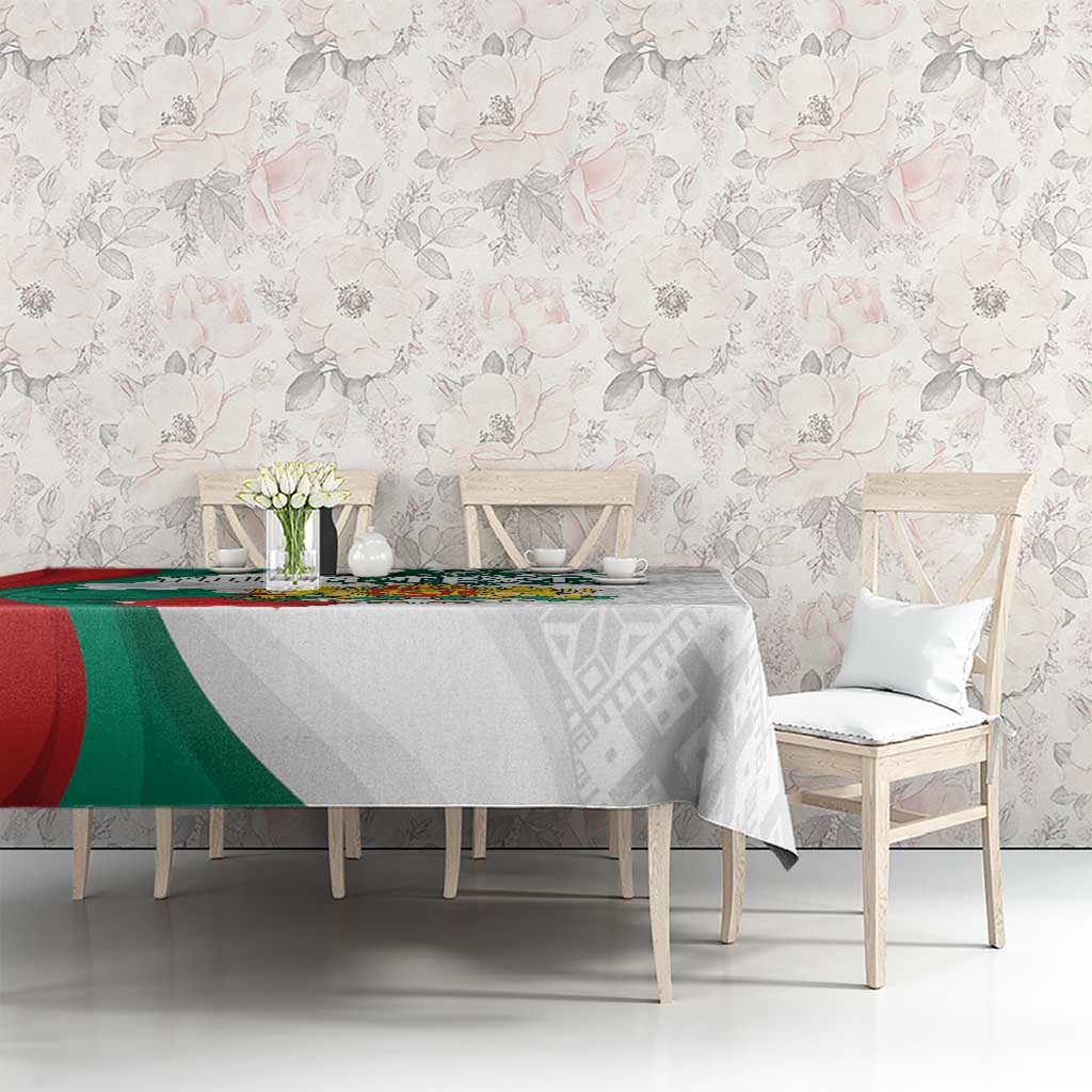 Personalized Bulgaria Independence Day Tablecloth Suedinenieto Pravi Silata Folk Pattern