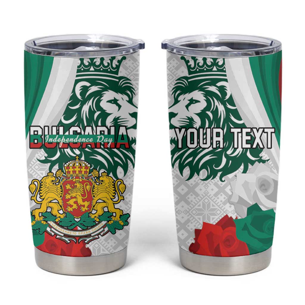 Personalized Bulgaria Independence Day Tumbler Cup Suedinenieto Pravi Silata Folk Pattern