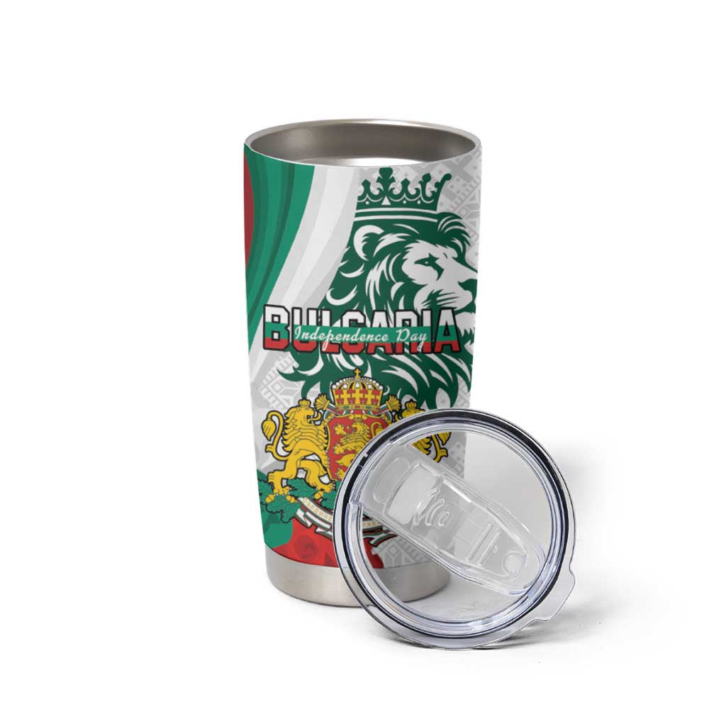 Personalized Bulgaria Independence Day Tumbler Cup Suedinenieto Pravi Silata Folk Pattern