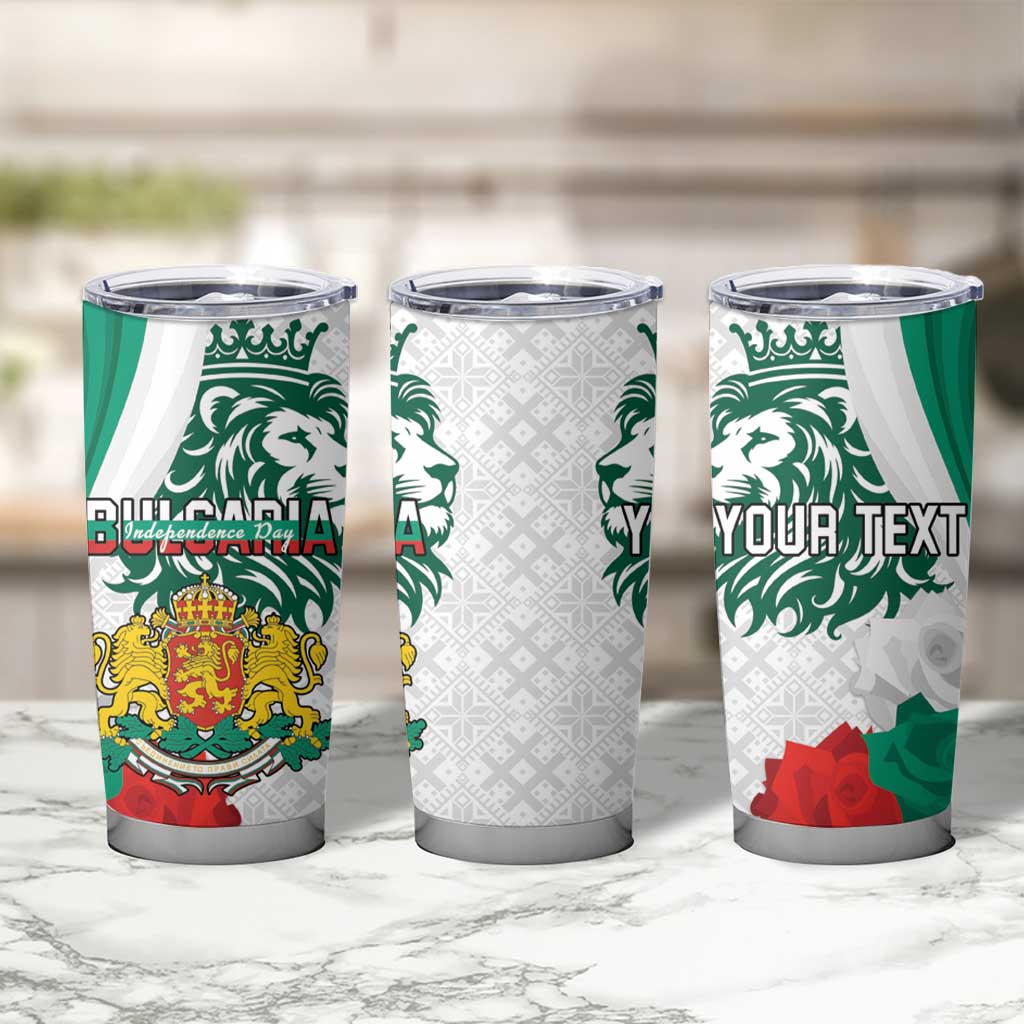 Personalized Bulgaria Independence Day Tumbler Cup Suedinenieto Pravi Silata Folk Pattern