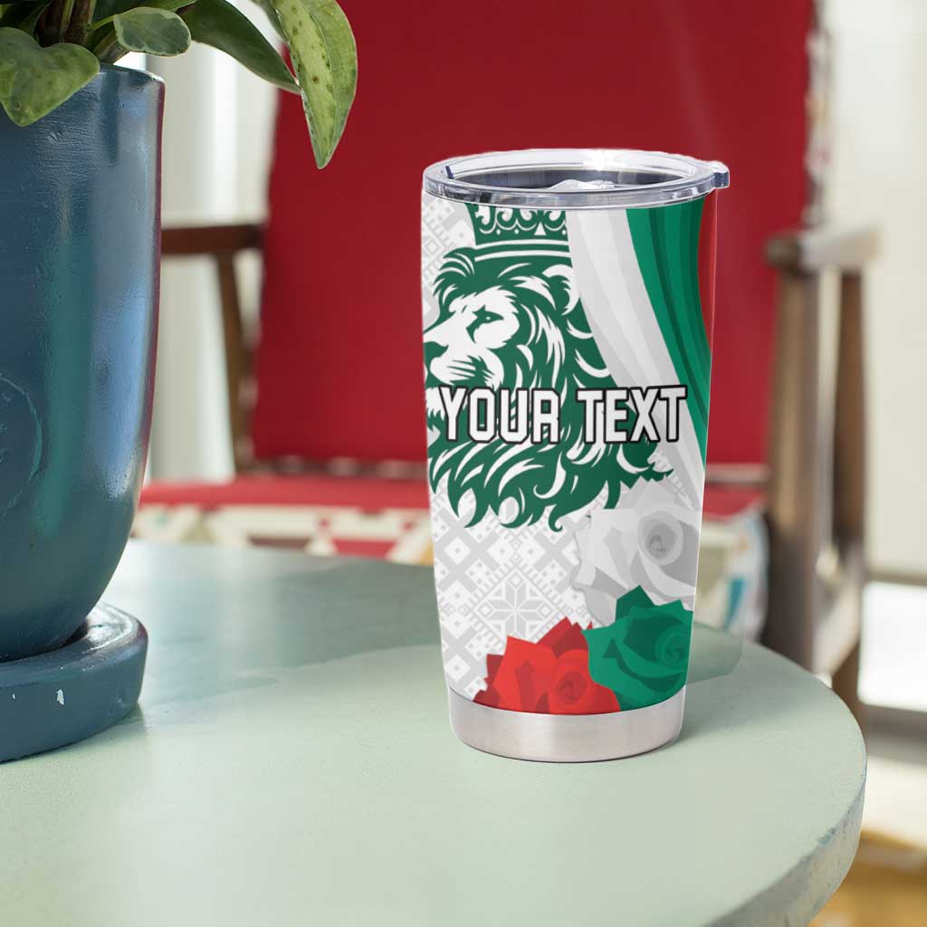 Personalized Bulgaria Independence Day Tumbler Cup Suedinenieto Pravi Silata Folk Pattern