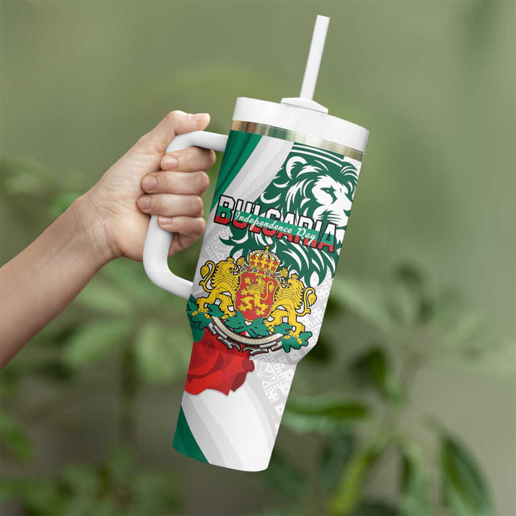 Personalized Bulgaria Independence Day Tumbler With Handle Suedinenieto Pravi Silata Folk Pattern