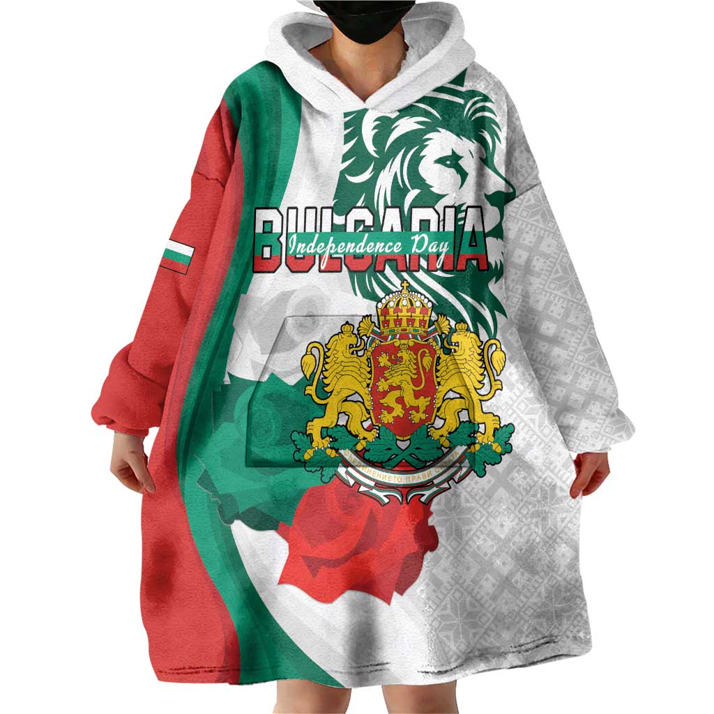 Personalized Bulgaria Independence Day Wearable Blanket Hoodie Suedinenieto Pravi Silata Folk Pattern