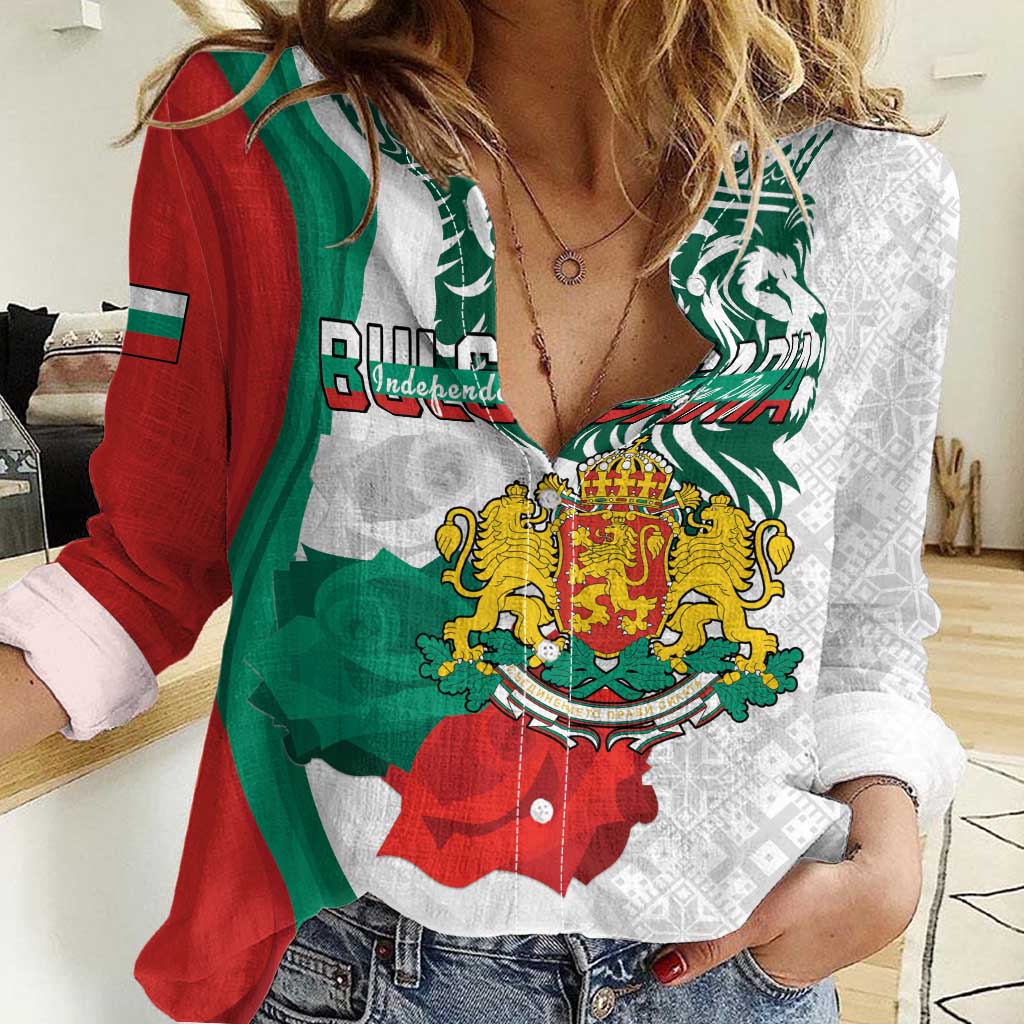 Personalized Bulgaria Independence Day Women Casual Shirt Suedinenieto Pravi Silata Folk Pattern