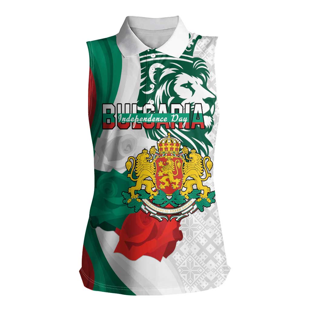Personalized Bulgaria Independence Day Women Sleeveless Polo Shirt Suedinenieto Pravi Silata Folk Pattern