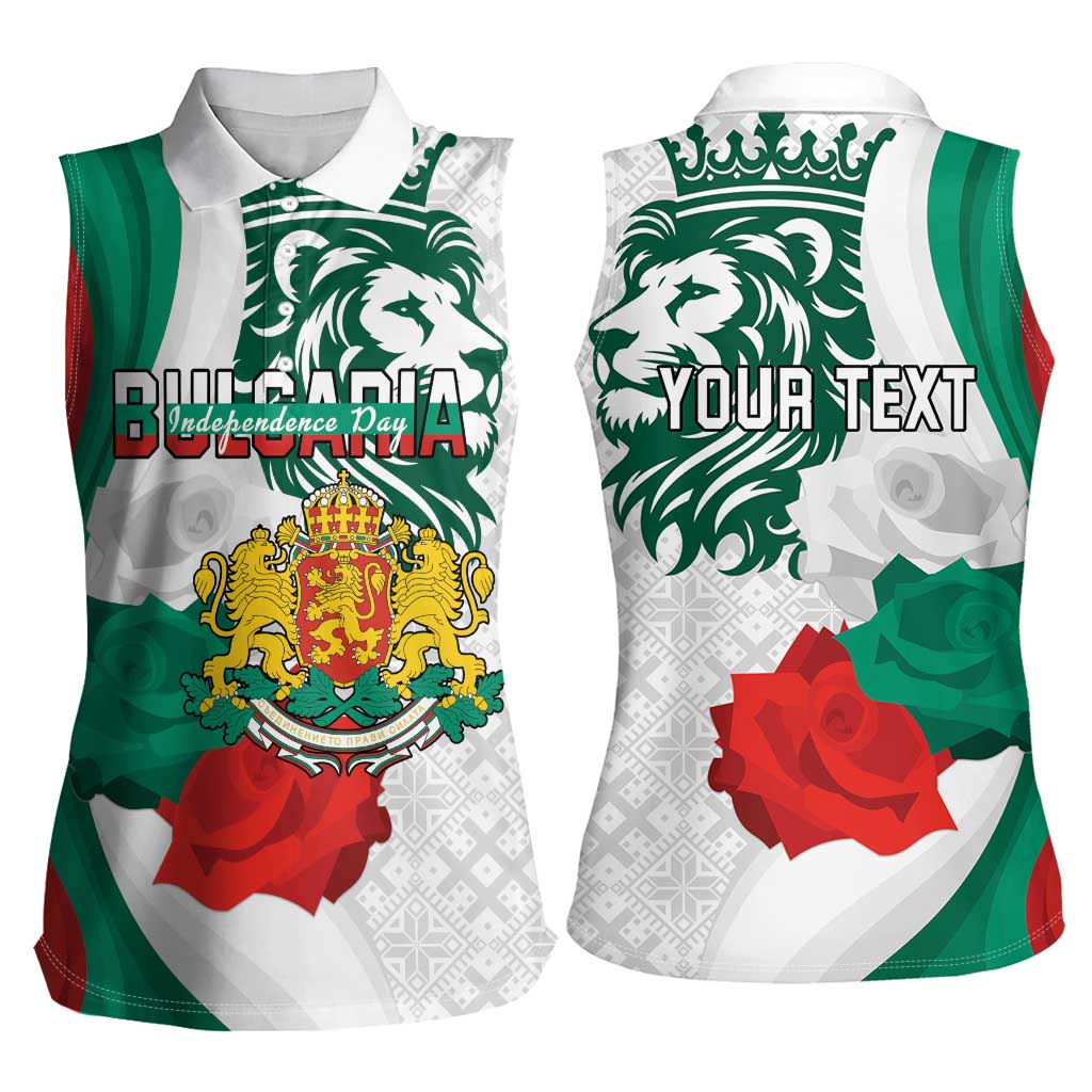Personalized Bulgaria Independence Day Women Sleeveless Polo Shirt Suedinenieto Pravi Silata Folk Pattern