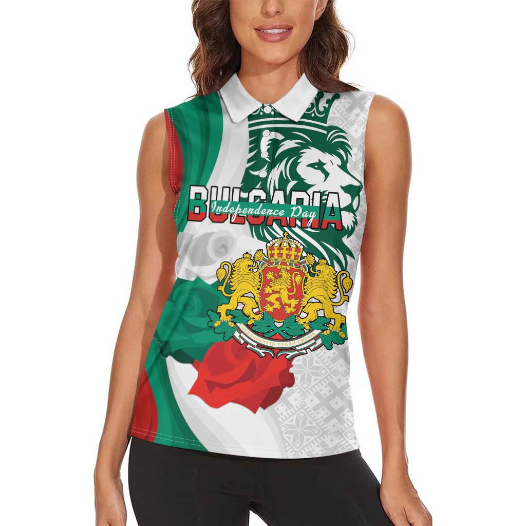 Personalized Bulgaria Independence Day Women Sleeveless Polo Shirt Suedinenieto Pravi Silata Folk Pattern