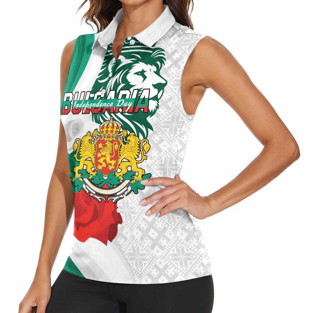 Personalized Bulgaria Independence Day Women Sleeveless Polo Shirt Suedinenieto Pravi Silata Folk Pattern