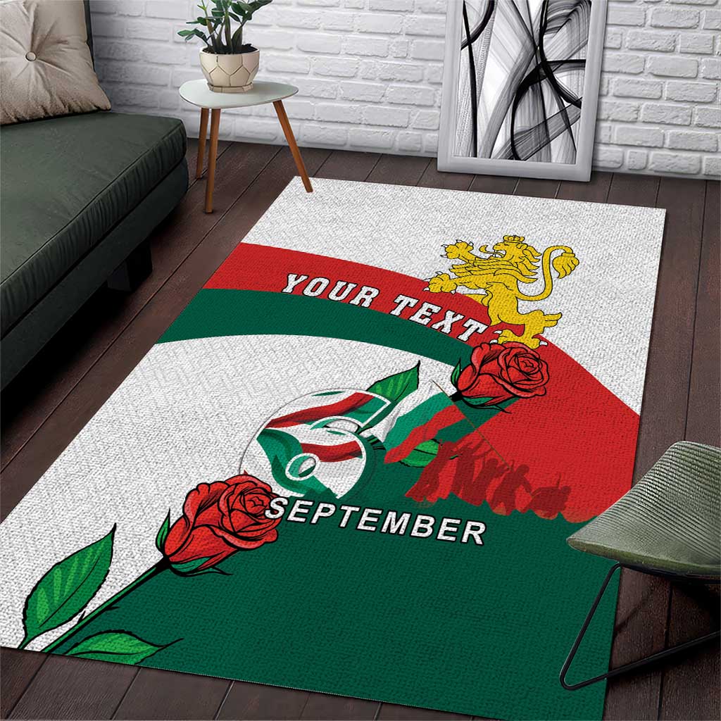 Personalized Bulgaria Unification Day Area Rug Lion Rampant Red Rose