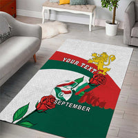 Personalized Bulgaria Unification Day Area Rug Lion Rampant Red Rose
