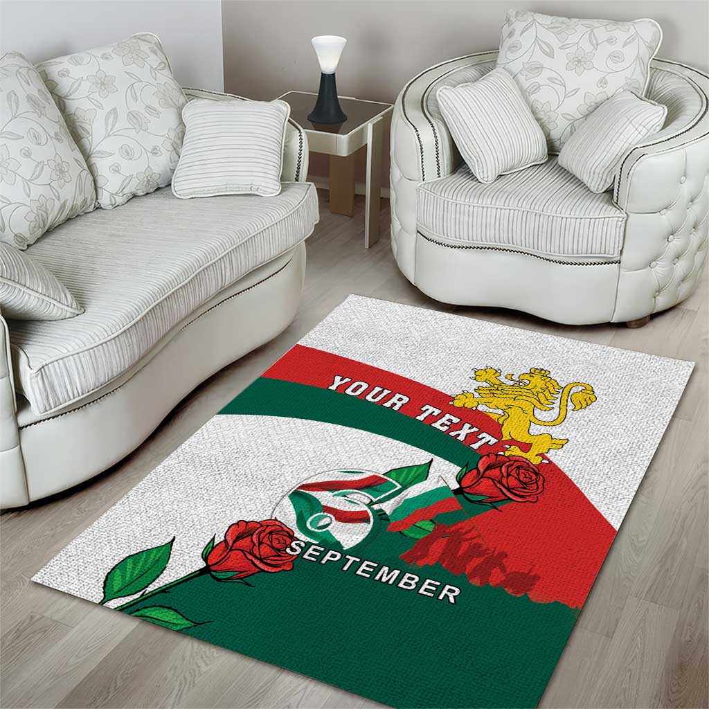 Personalized Bulgaria Unification Day Area Rug Lion Rampant Red Rose