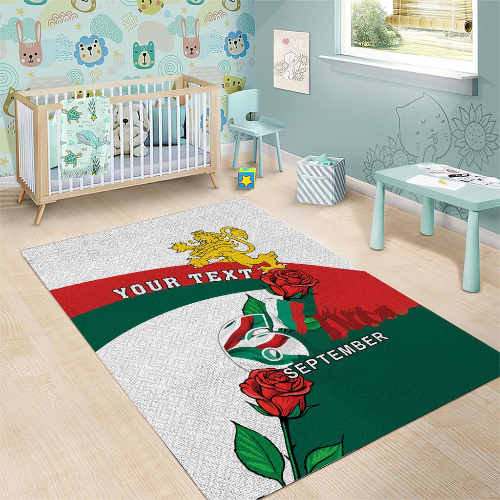 Personalized Bulgaria Unification Day Area Rug Lion Rampant Red Rose