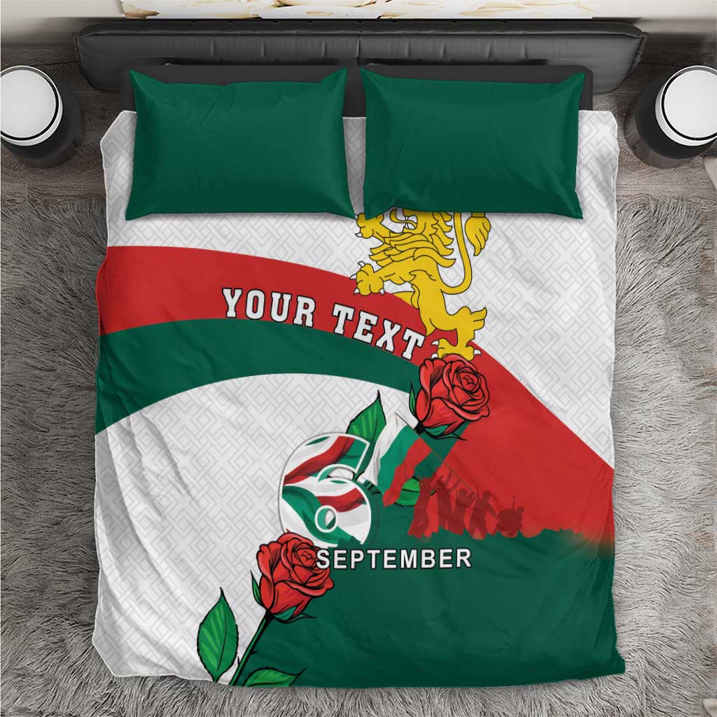 Personalized Bulgaria Unification Day Bedding Set Lion Rampant Red Rose