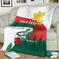 Personalized Bulgaria Unification Day Blanket Lion Rampant Red Rose