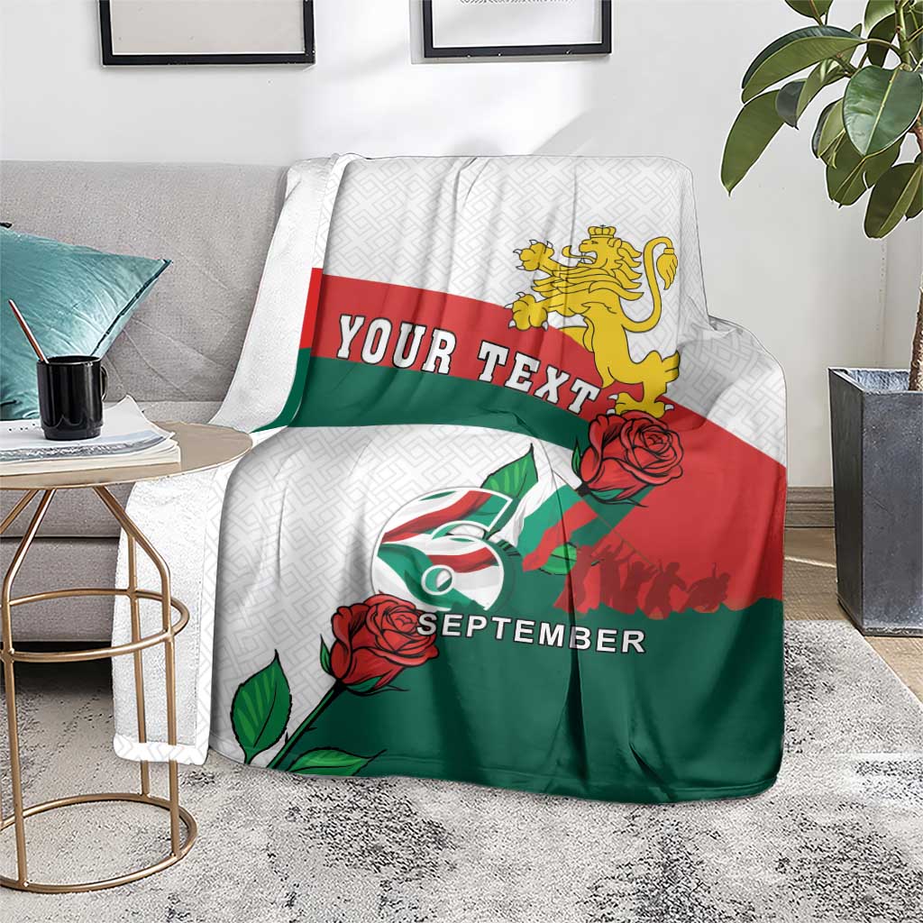 Personalized Bulgaria Unification Day Blanket Lion Rampant Red Rose