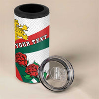 Personalized Bulgaria Unification Day 4 in 1 Can Cooler Tumbler Lion Rampant Red Rose