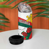 Personalized Bulgaria Unification Day 4 in 1 Can Cooler Tumbler Lion Rampant Red Rose