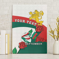 Personalized Bulgaria Unification Day Canvas Wall Art Lion Rampant Red Rose