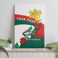 Personalized Bulgaria Unification Day Canvas Wall Art Lion Rampant Red Rose