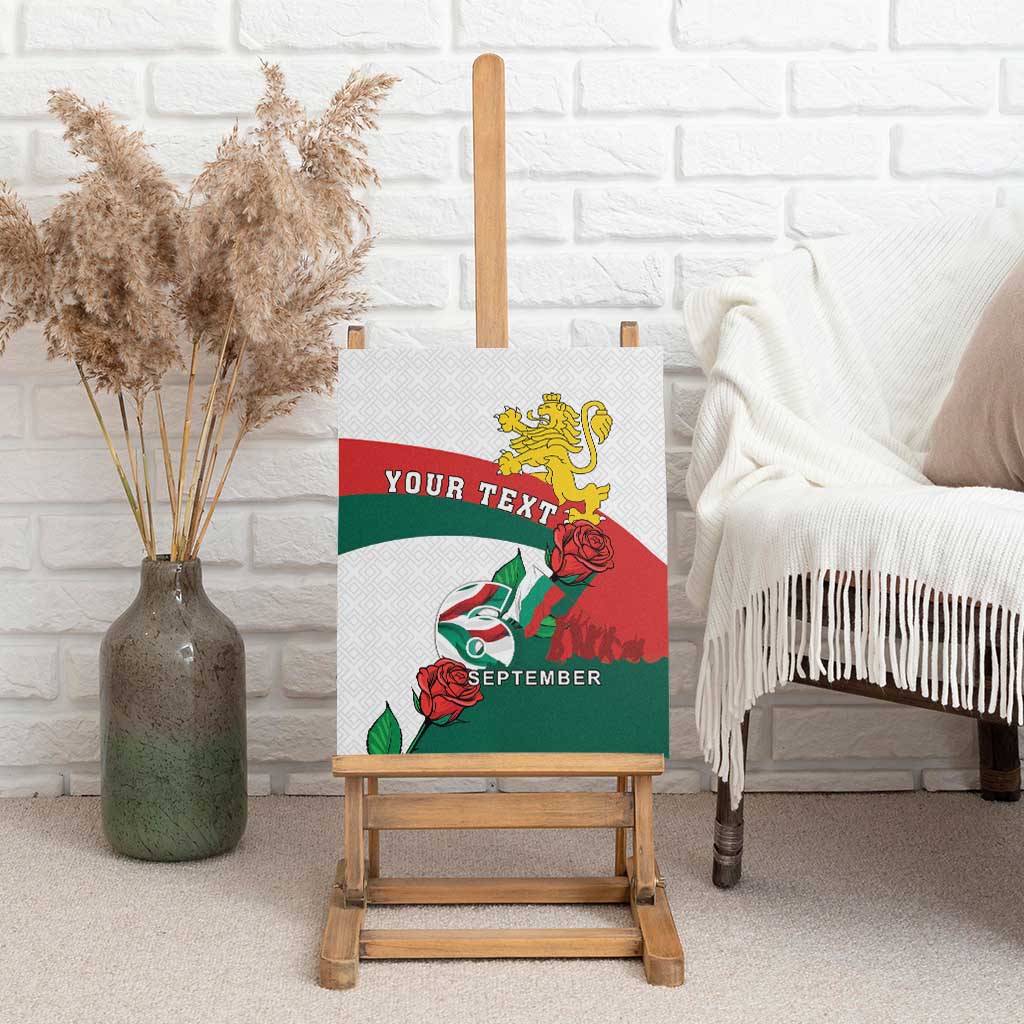 Personalized Bulgaria Unification Day Canvas Wall Art Lion Rampant Red Rose